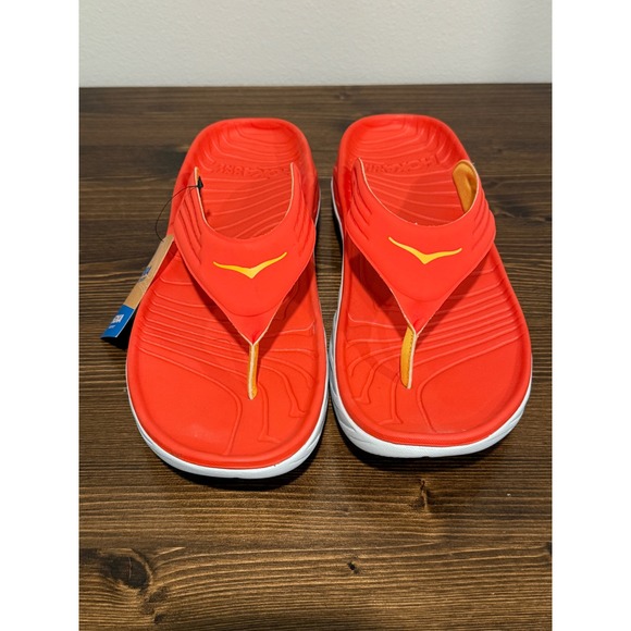 Hoka One One M Ora Recovery Flip Fiesta Amber Yellow Men's Sandals Size 11 - Picture 2 of 7